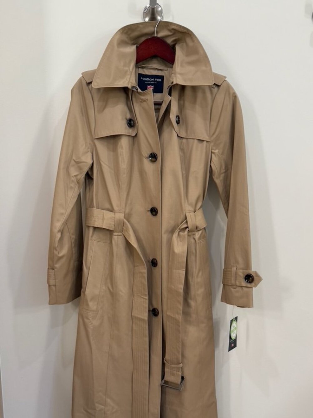 London Fog Belted Trenchcoat, Tan, Single-Breasted, Detach. Hood - BRAND NEW